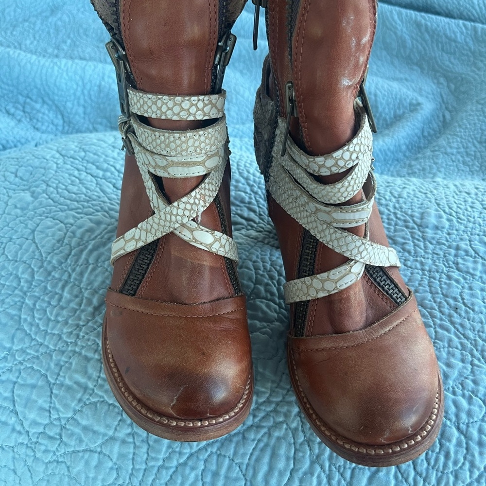 freebird Brown Leather Ankle Boots Balboa 8 - Picture 6 of 13